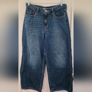 Old Navy High Rise Baggy Wide Leg Jeans 12 Petite Medium Wash